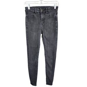 Womens American Eagle Next Level Stretch High Rise Black Denim Jeggings Size 4